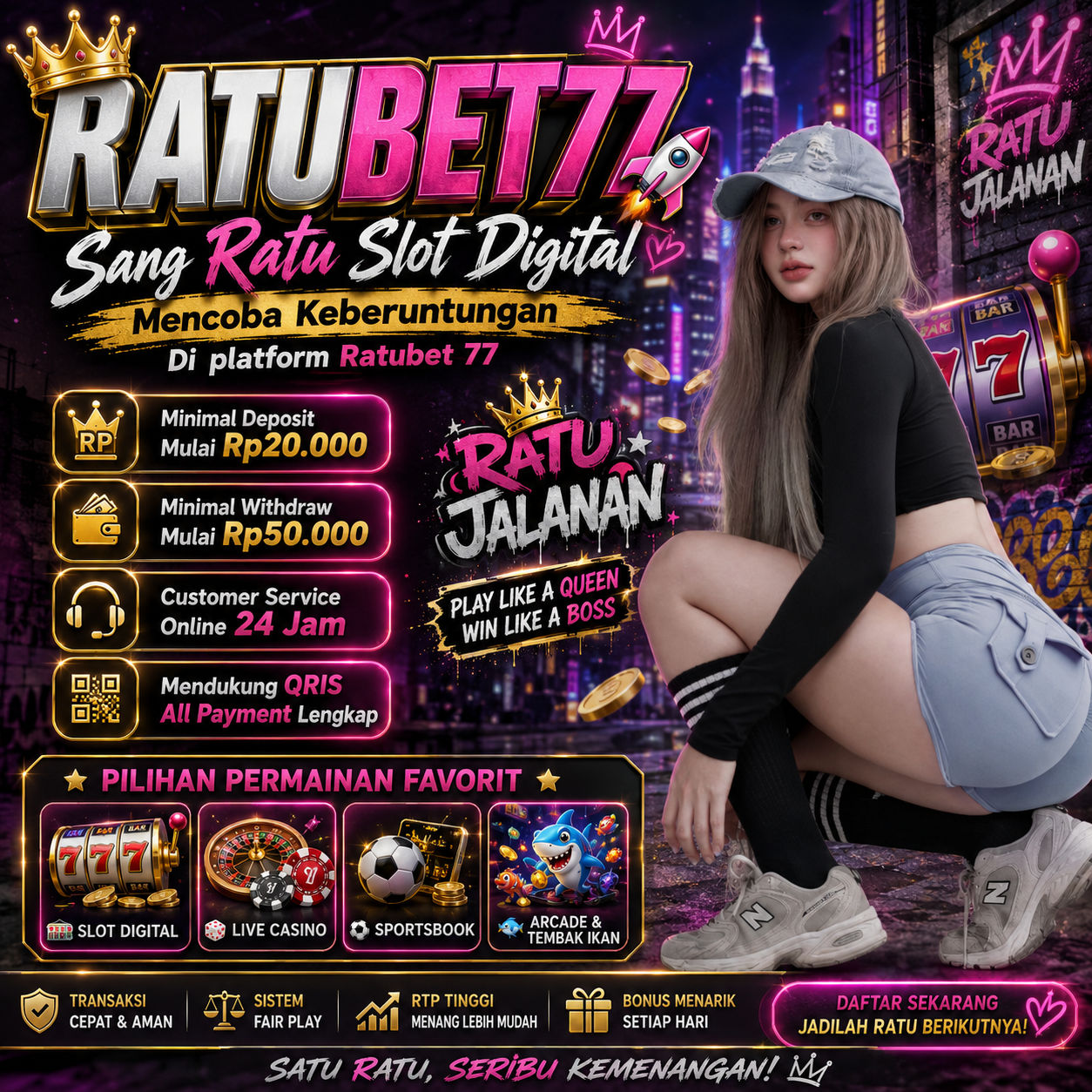 RATUBET77 🚀 Sang Ratu Slot Digital Mencoba Keberuntungan Di platform Ratubet 77