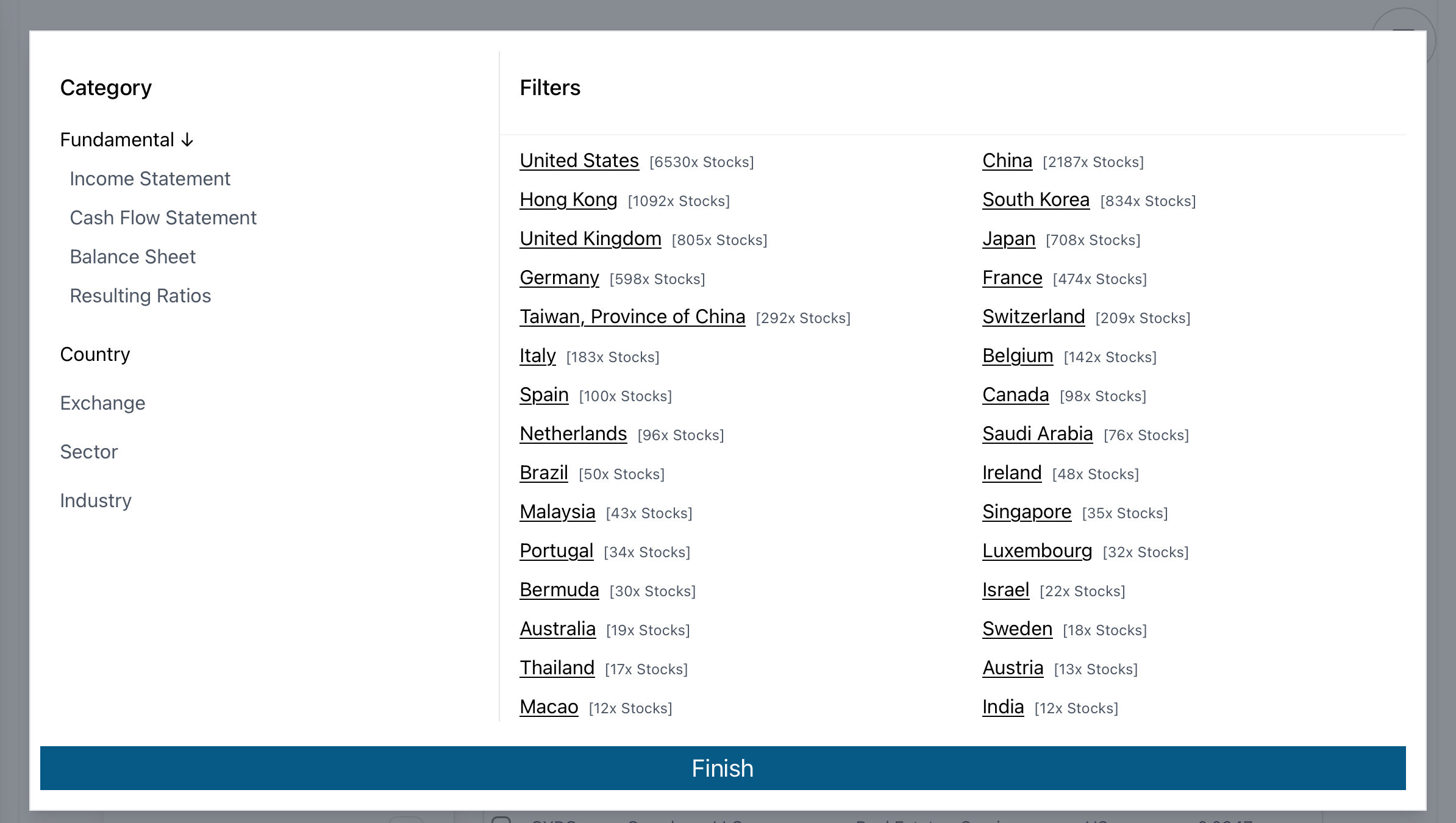 US and Energy stocks, filtered by Palmy's screener solution