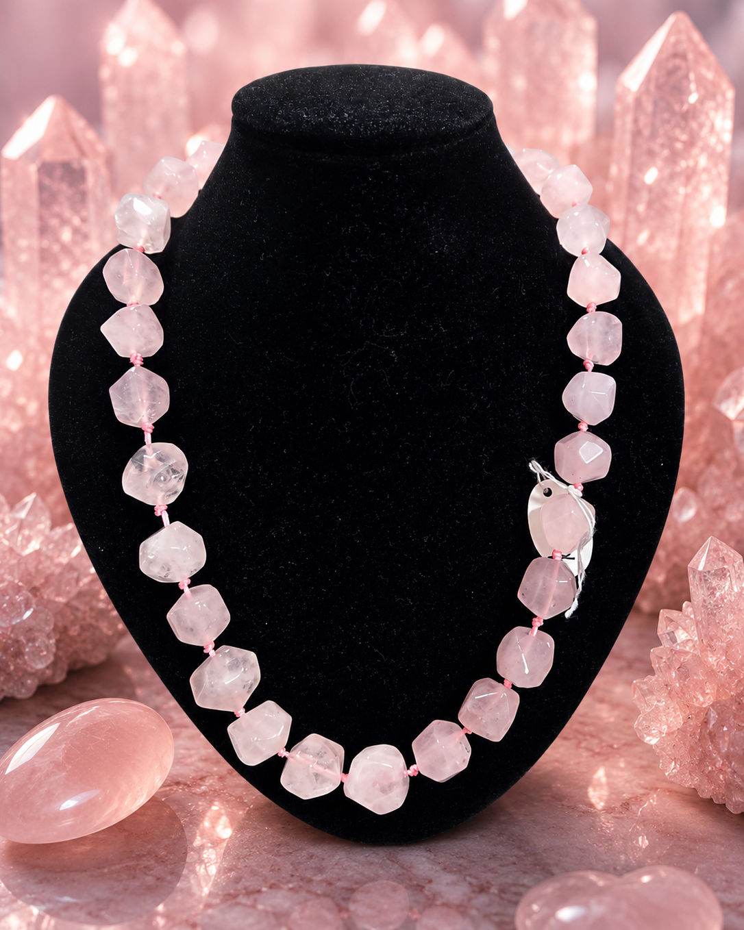 Rose quartz tumble garland