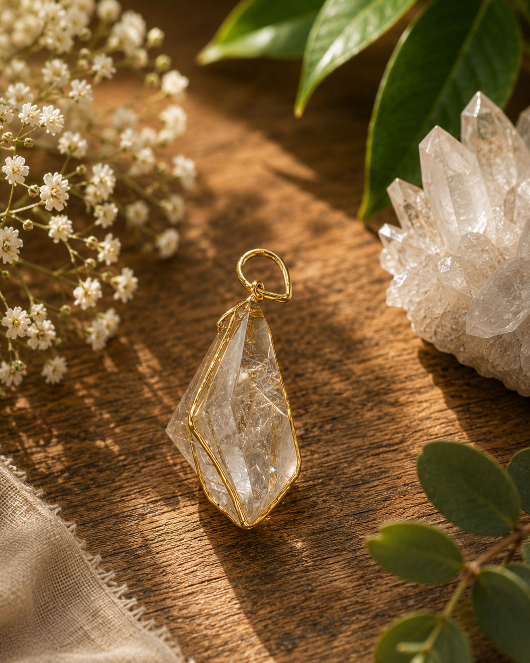 Golden Rutile Quartz in gold