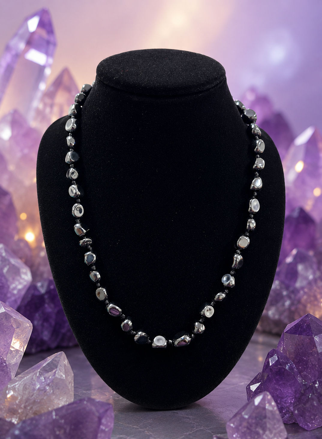Black obsidian tumble garlamd