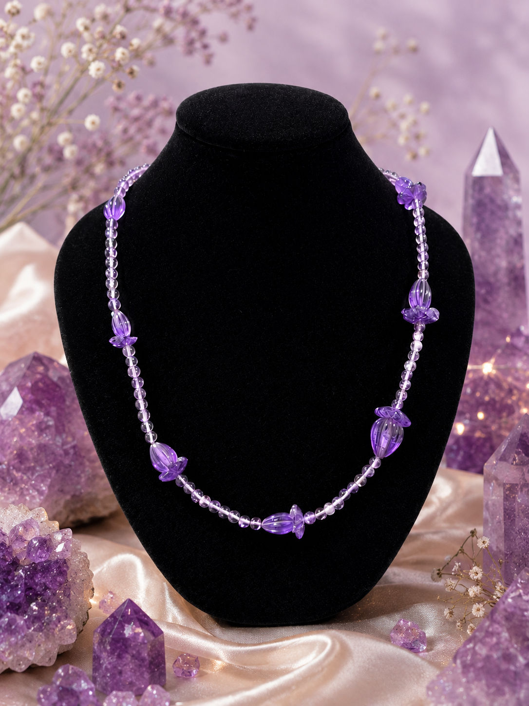 Amethyst lotus cut garland
