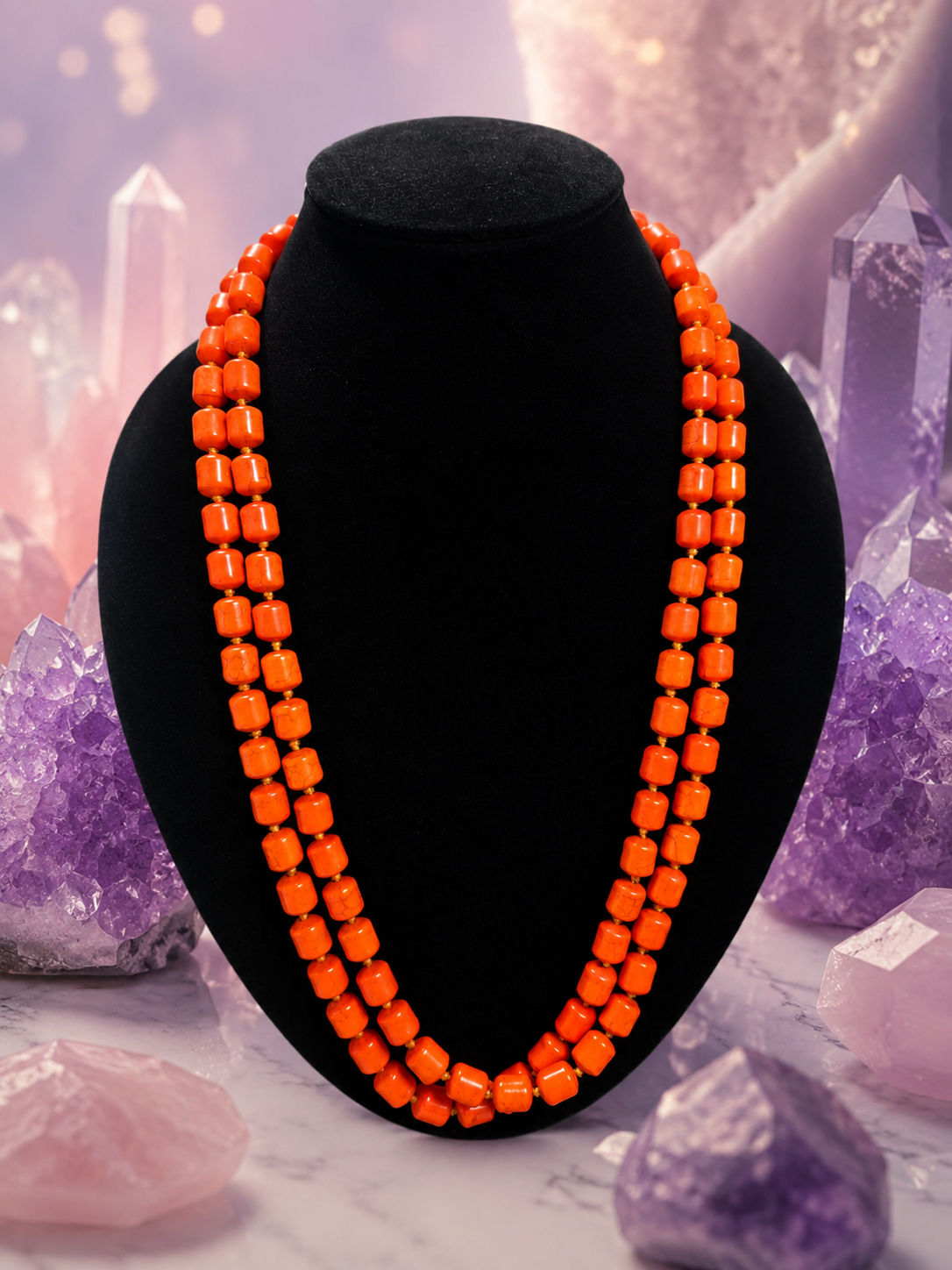 Double layer coral powder pressed beads harland