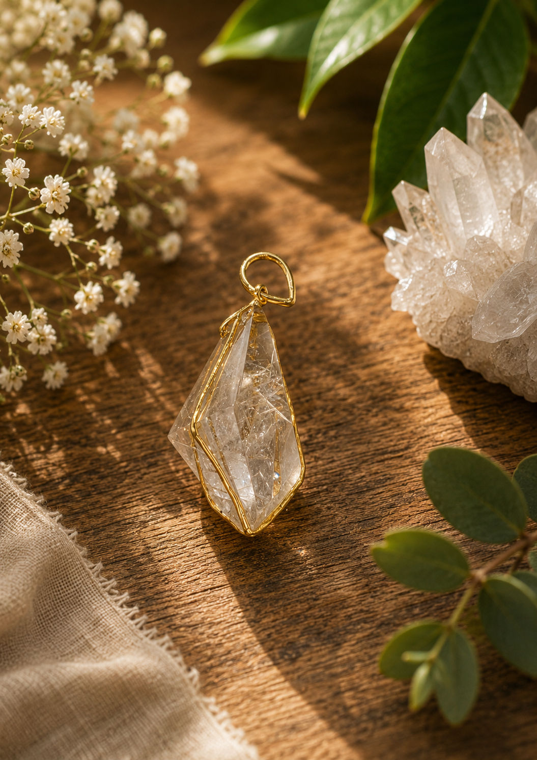 Golden Rutile Quartz in gold
