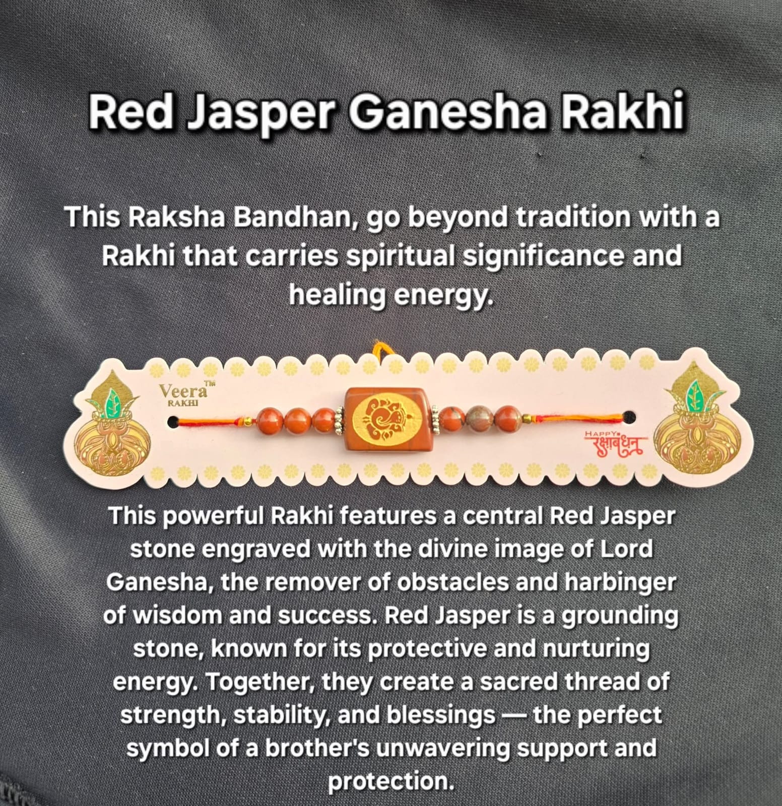 Red Jasper Ganesh Rakhi