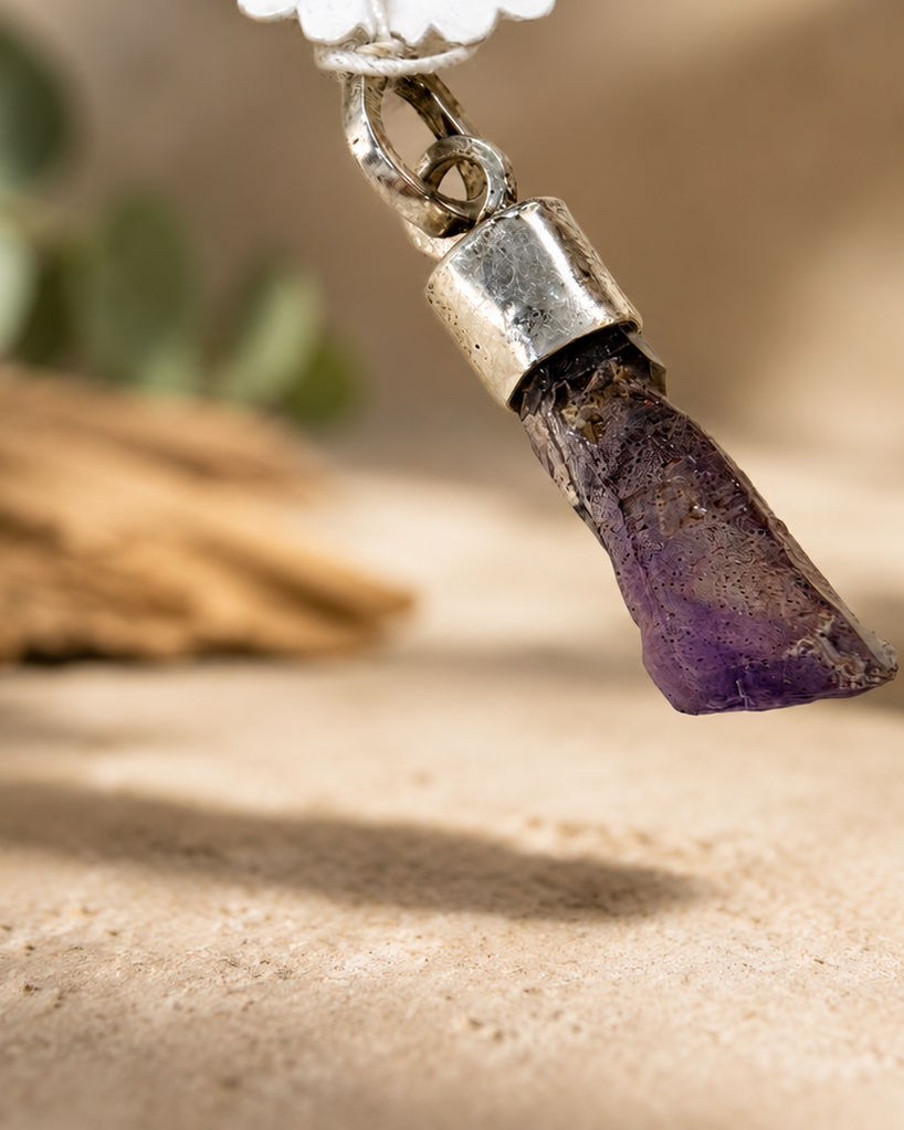Raw Amethyst in silver cap