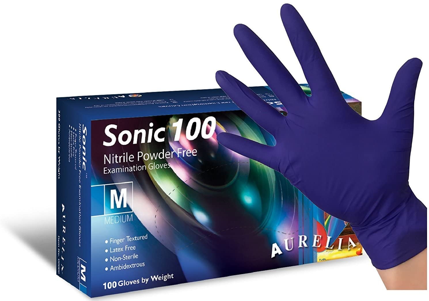 Aurelia Sonic 100 перчатки нитриловые неопудренные синие - Tradehouse