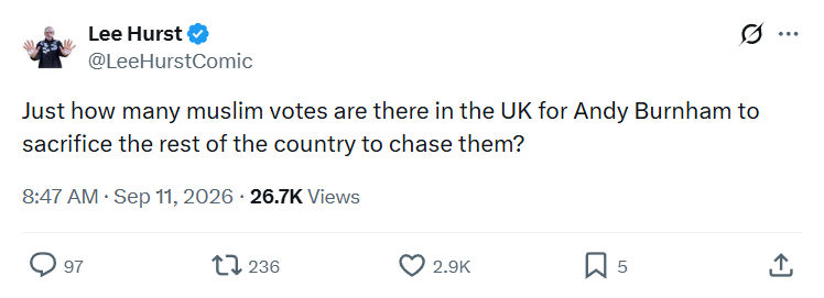 Lee Hurst: Just how many muslim...