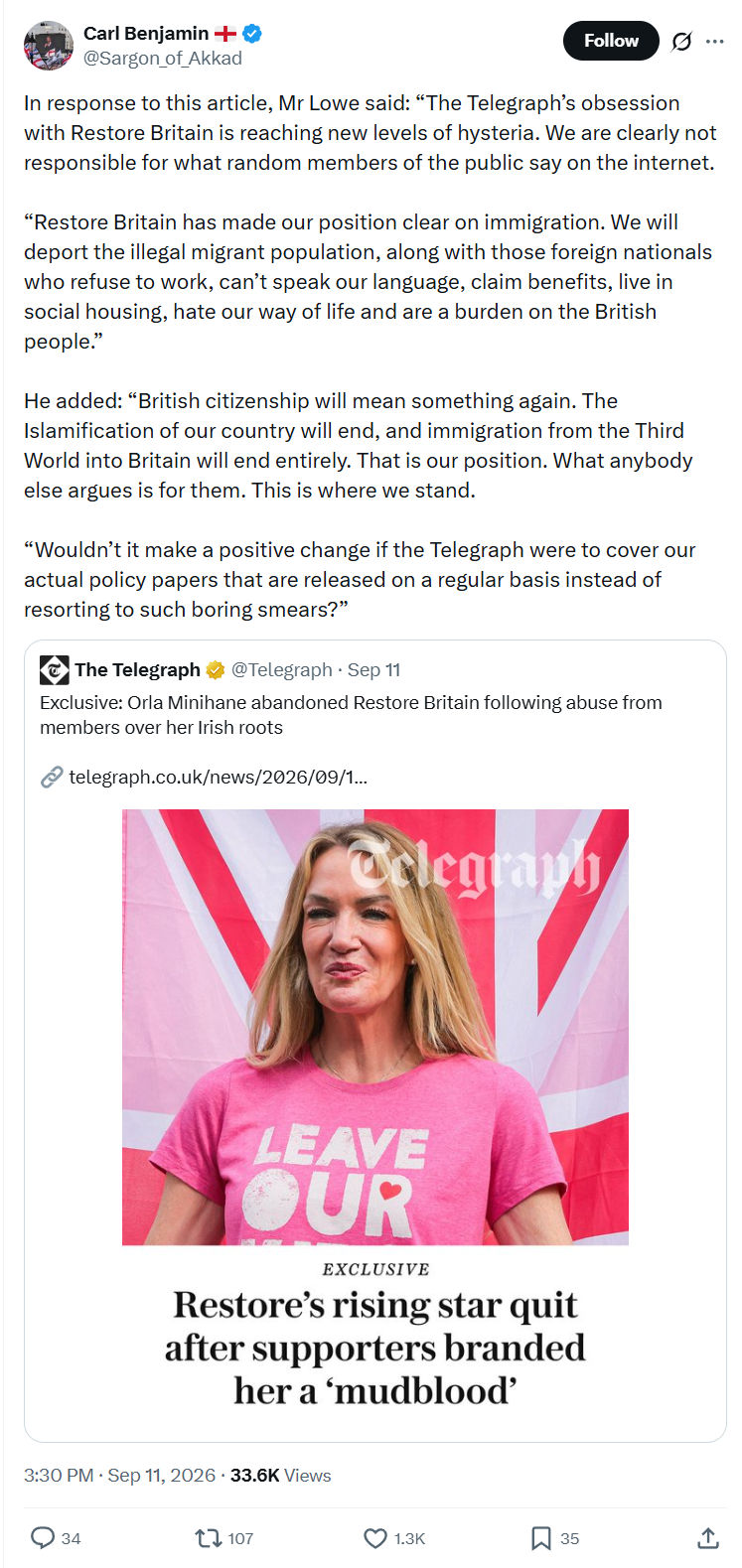 Carl Benjamin: In response to this article...