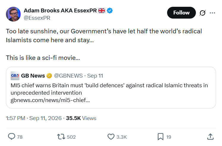 Adam Brooks: Too late sunshine...