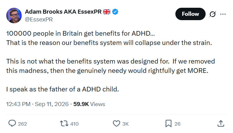 Adam Brooks: 100000 people in Britain...