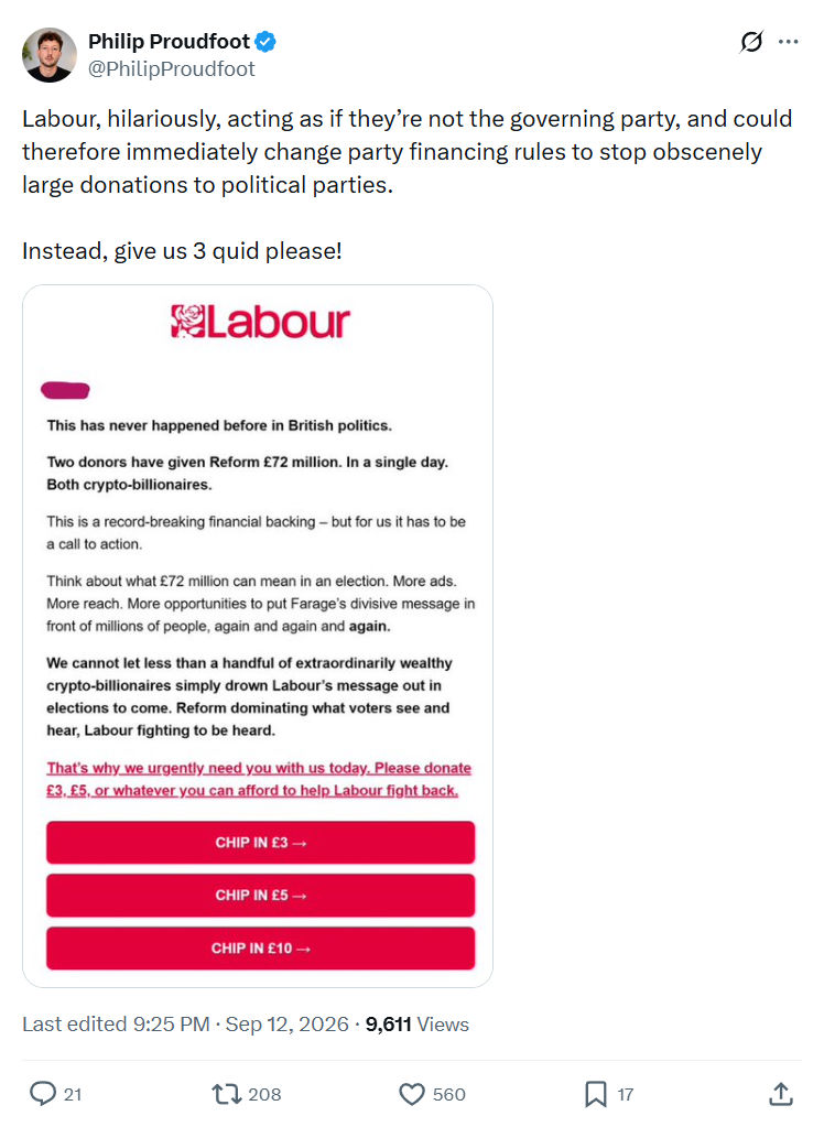 Philip Proudfoot: Labour, hilariously, acting as if...