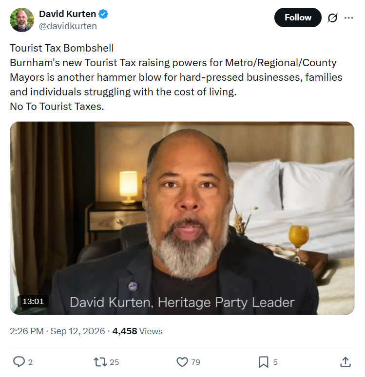 David Kurten: Tourist Tax Bombshell Burnham's new...