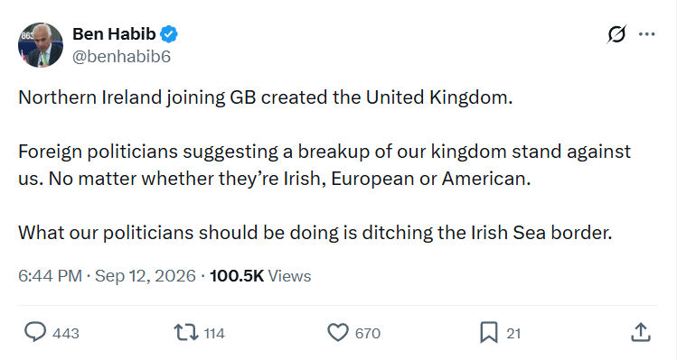 Ben Habib: Northern Ireland joining GB...
