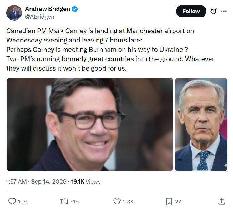 Andrew Bridgen: Canadian PM Mark Carney...