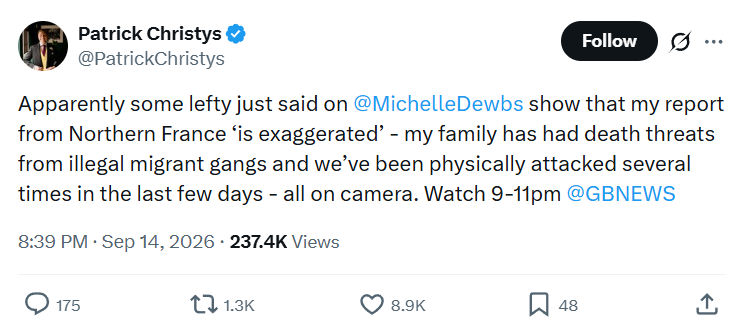 Patrick Christys: Apparently some lefty just said...