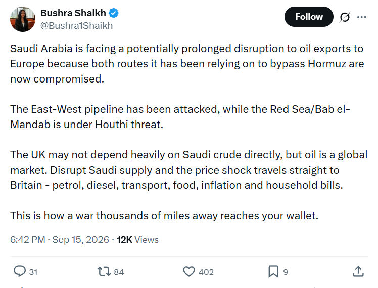 Bushra Shaikh: Saudi Arabia is facing a potentially...