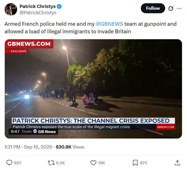 Patrick Christys: Armed French police held me...
