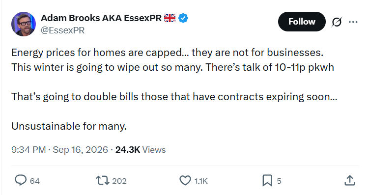 Adam Brooks: Energy prices for homes are capped…