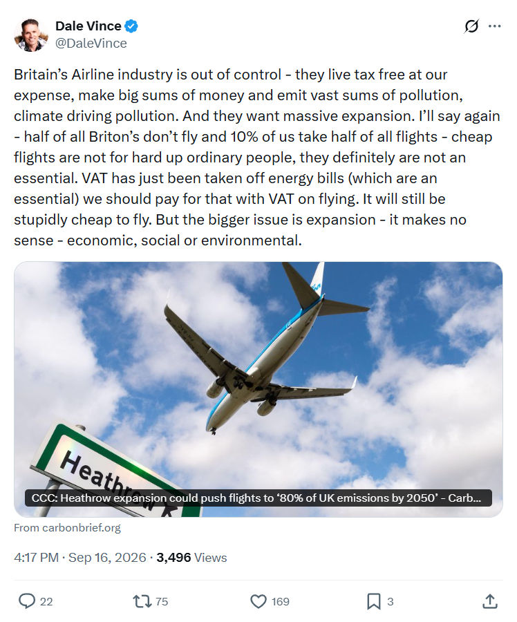 Dale Vince: Britain’s Airline industry is out of control...