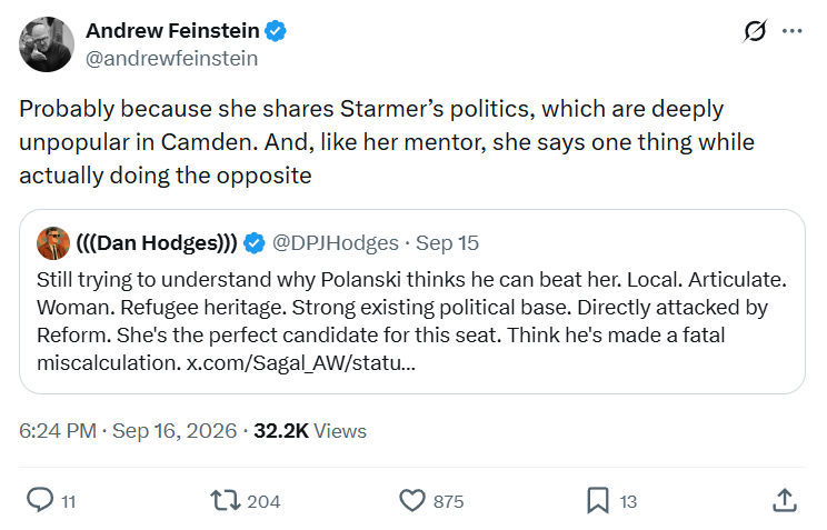 Andrew Feinstein: Probably because she shares...