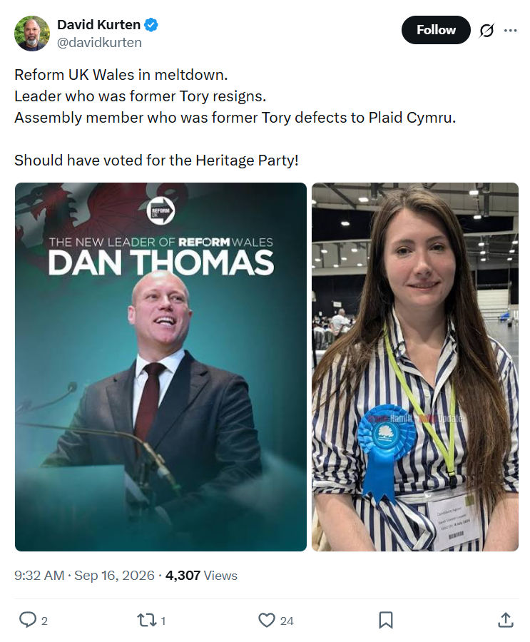 David Kurten: Reform UK Wales in meltdown...
