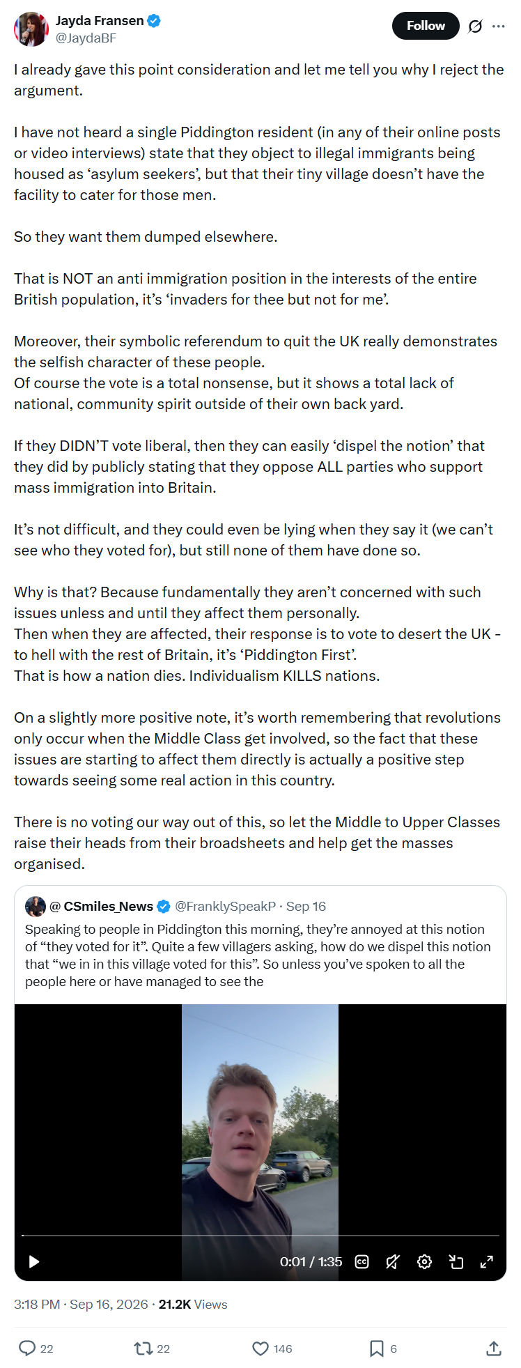Jayda Fransen: I already gave this point consideration...
