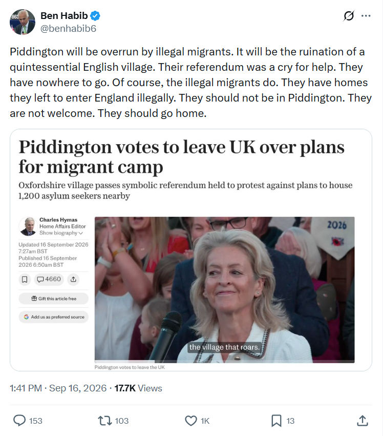 Ben Habib: Piddington will be overrun...