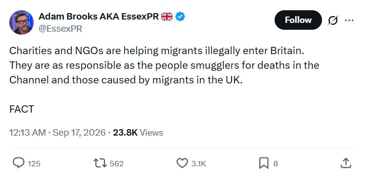 Adam Brooks: Charities and NGOs are helping migrants...