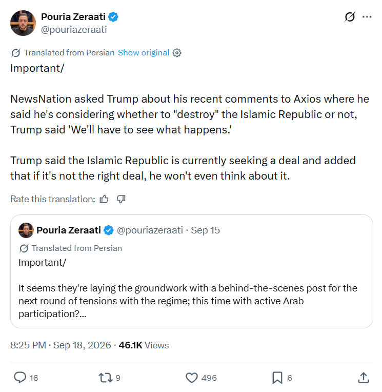 Pouria Zeraati: NewsNation asked Trump about his...