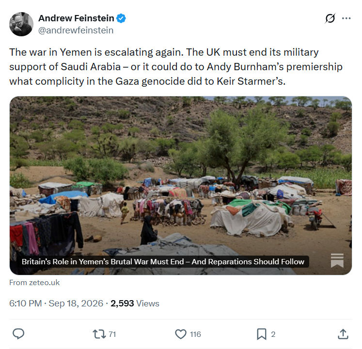 Andrew Feinstein: The war in Yemen is escalating again...