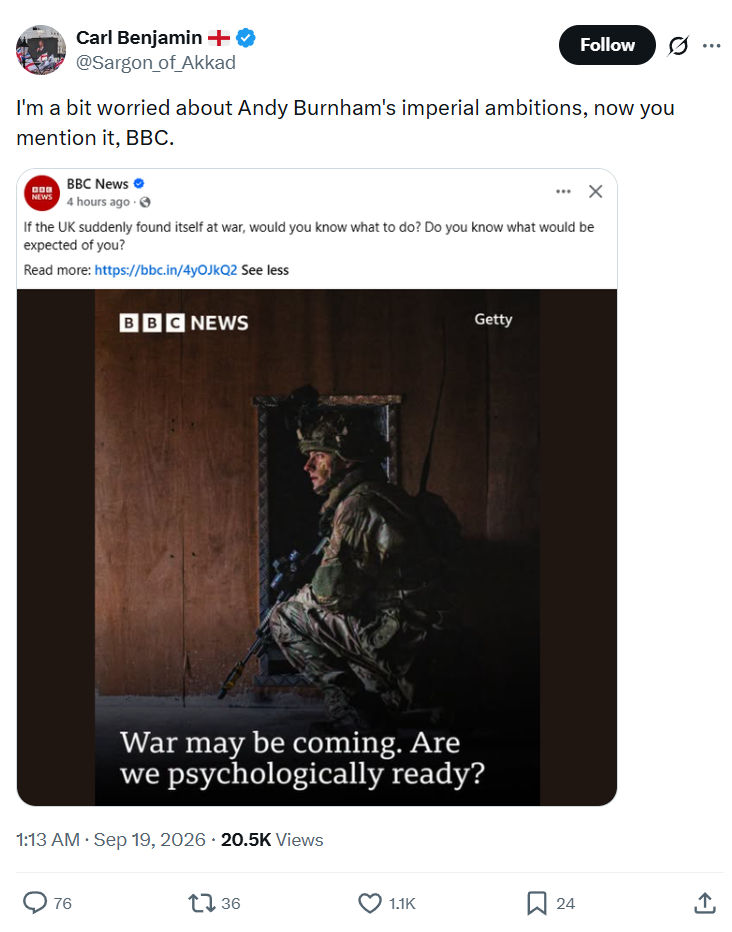 Carl Benjamin: I'm a bit worried about Andy Burnham's...