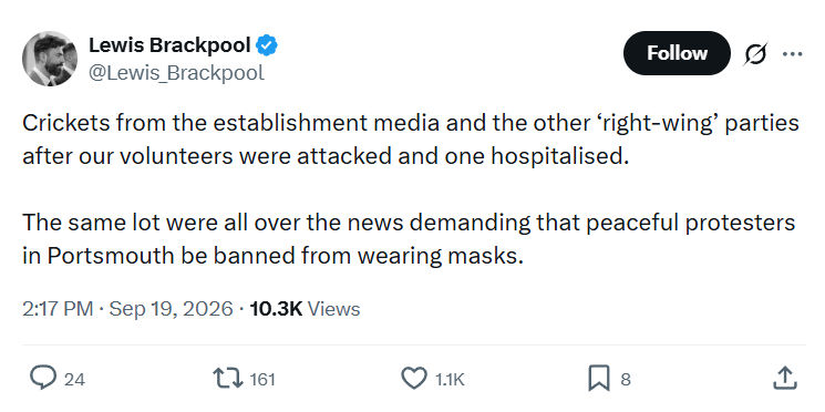 Lewis Brackpool: Crickets from the establishment...