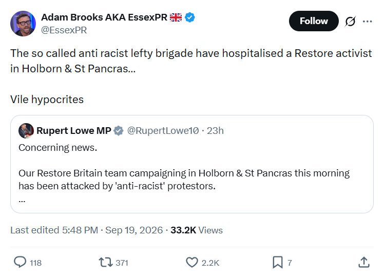 Adam Brooks: The so called anti racist...