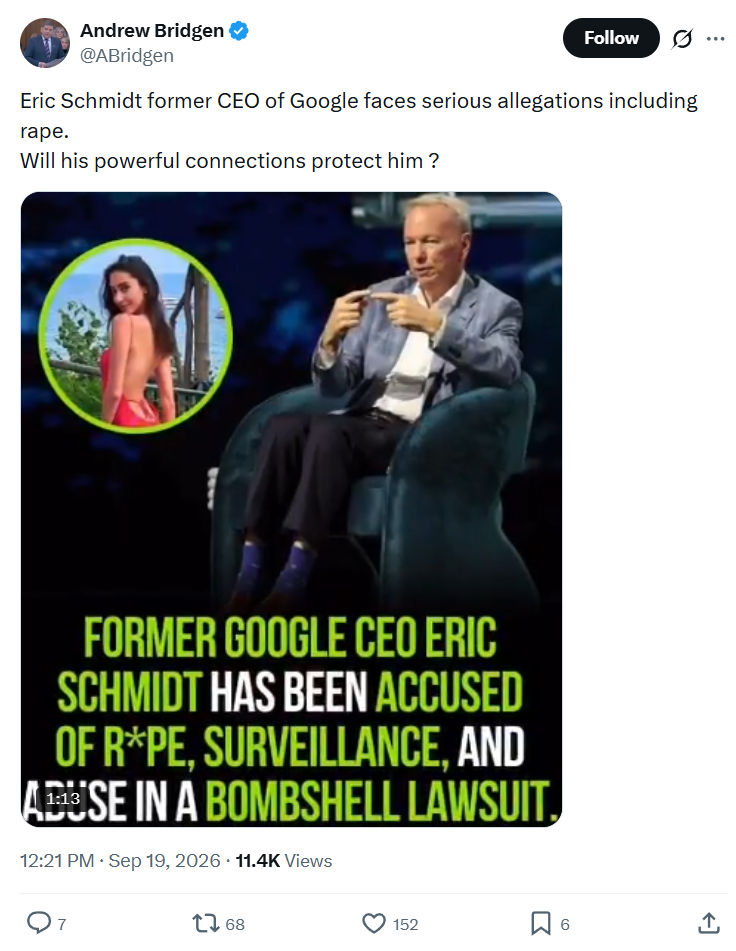 Andrew Bridgen: Eric Schmidt former CEO of Google...