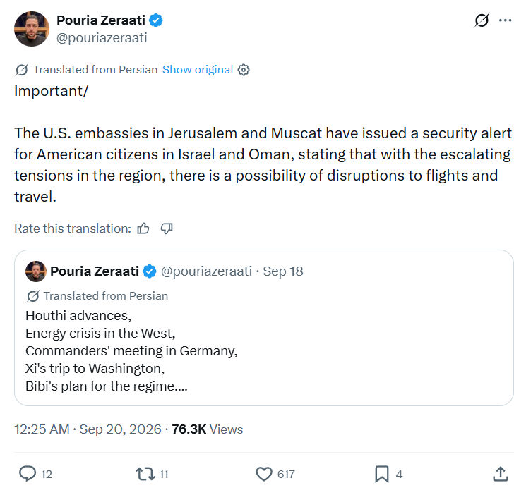 Pouria Zeraati: The U.S. embassies...