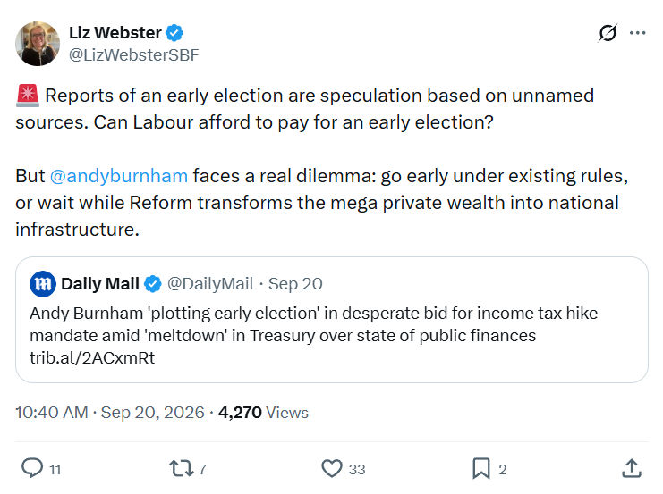 Liz Webster: Reports of an early election...