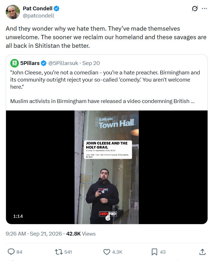 Pat Condell: And they wonder why we hate them...