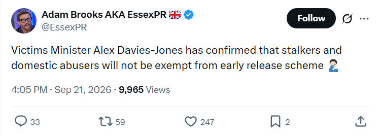 Adam Brooks: Victims Minister Alex Davies-Jones...