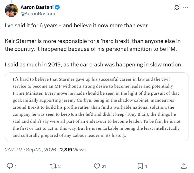 Aaron Bastani: I've said it for 6 years...