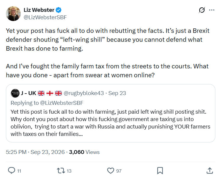 Liz Webster: Yet your post has fuck all...