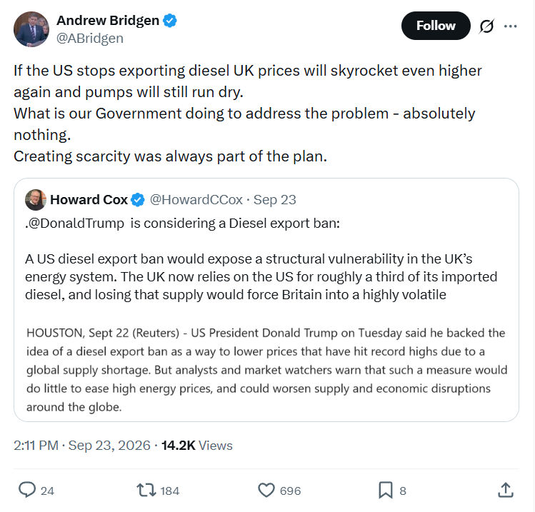 Andrew Bridgen: If the US stops exporting...