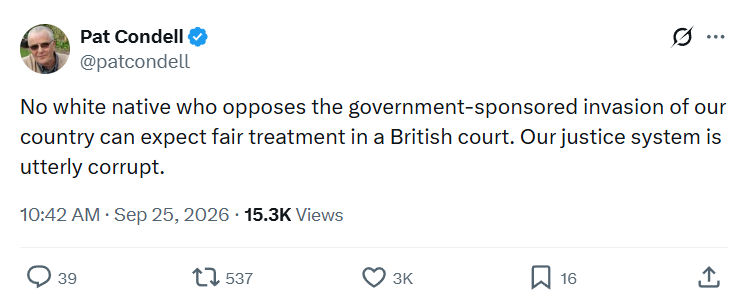 Pat Condell: No white native who opposes...