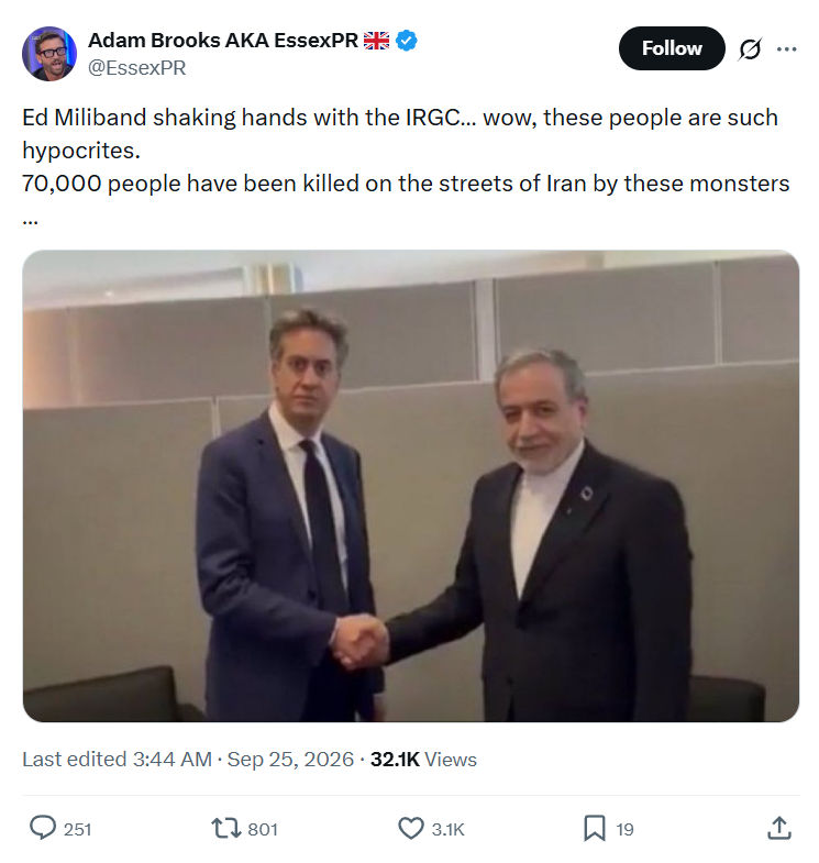Adam Brooks: Ed Miliband shaking hands...