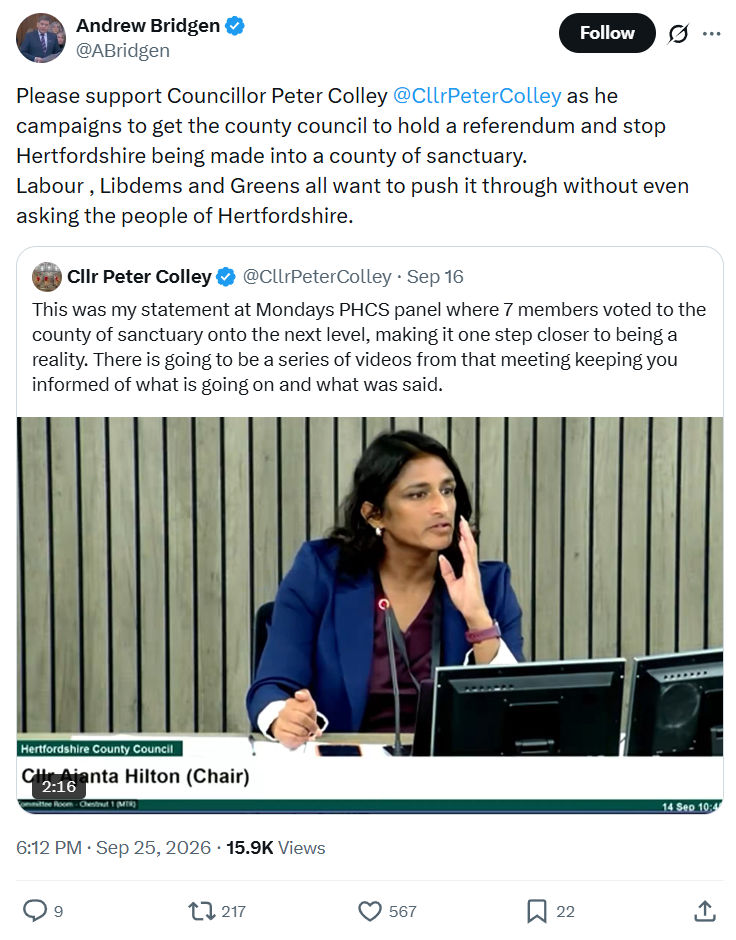 Andrew Bridgen: Please support Councillor Peter Colley...