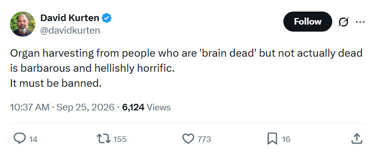David Kurten: Organ harvesting from people...