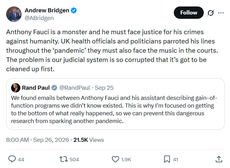 Andrew Bridgen: Anthony Fauci is a monster...
