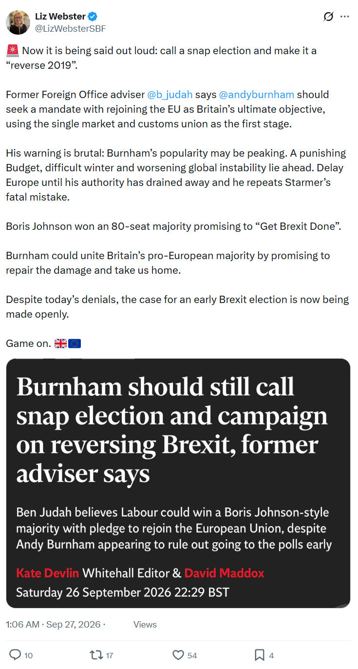 Liz Webster:  Now it is being said out loud...