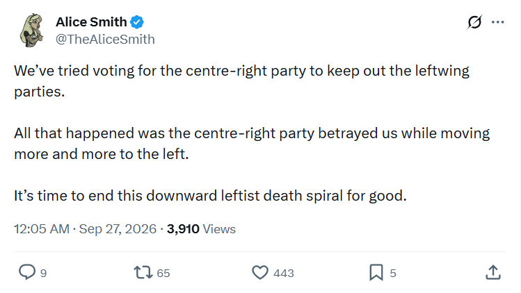 Alice Smith: We’ve tried voting for the centre-right...