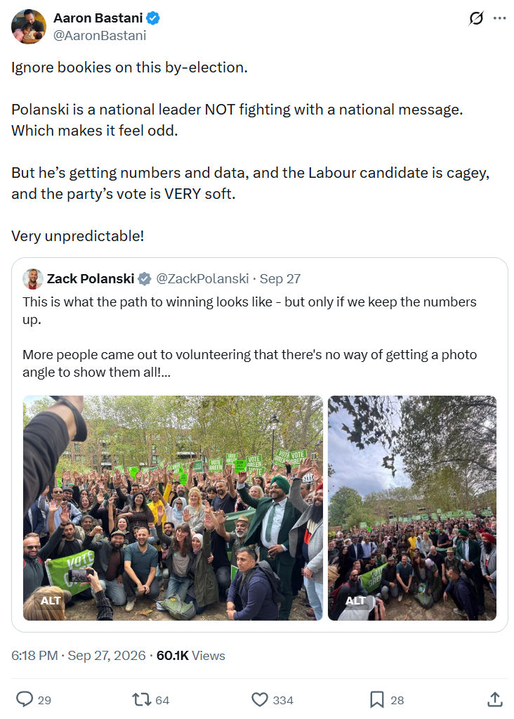 Aaron Bastani: Ignore bookies on this by-election...
